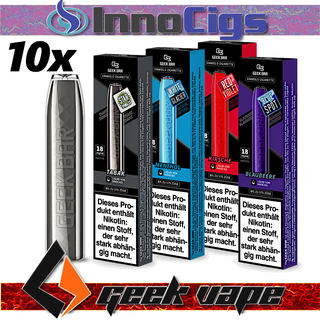 10x EBAY Innocigs Geekbar Einweg E-Zigarette -  18 mg/ml