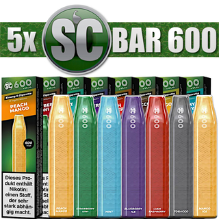ebay 5x SC 600 Bar Einweg E-Zigarette -  17 mg/ml
