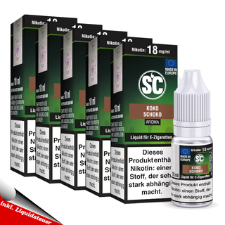 5x 10ml SC Liquid Kokos Schokolade 3mg/ml