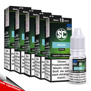 5x 10ml SC Liquid Menthol kein Nikotin