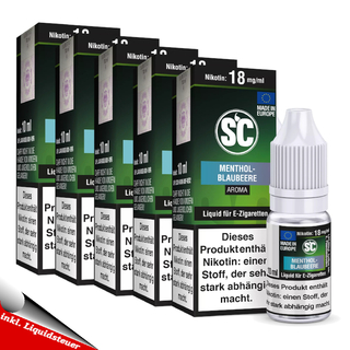 5x 10ml SC Liquid Menthol Blaubeere 18mg/ml