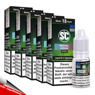 5x 10ml SC Liquid Menthol Kirsche 18mg/ml