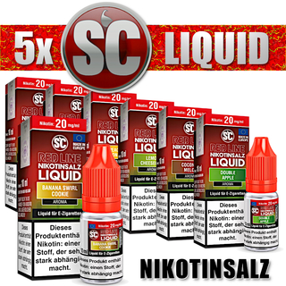 5x 10ml SC RED LINE Nikotinsalz E-Liquid - wieder Neue Sorten