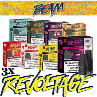 3x 2 REVOLTAGE BEAM HYBRID Nikotinsalz Pod