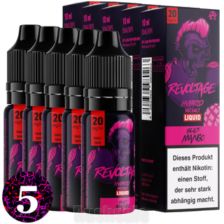 5x 10 ml REVOLTAGE Liquid Black Mango 20mg/ml