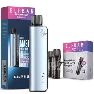 Elfbar Elfa MASTER Glacier Blue Akku mit 2x 1,1 Ohm LEER-Pod