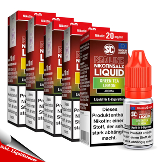 5x 10ml SC RED LINE Green Tea Lemon 5mg/ml