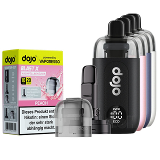 Dojo Blast X Starterset mit Leerpod + Akku Wei� + Peach 20mg/ml